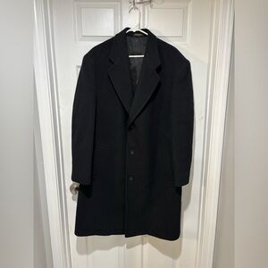 Daniel Hechter Men's Cashmere Blend Black Overcoat 50R